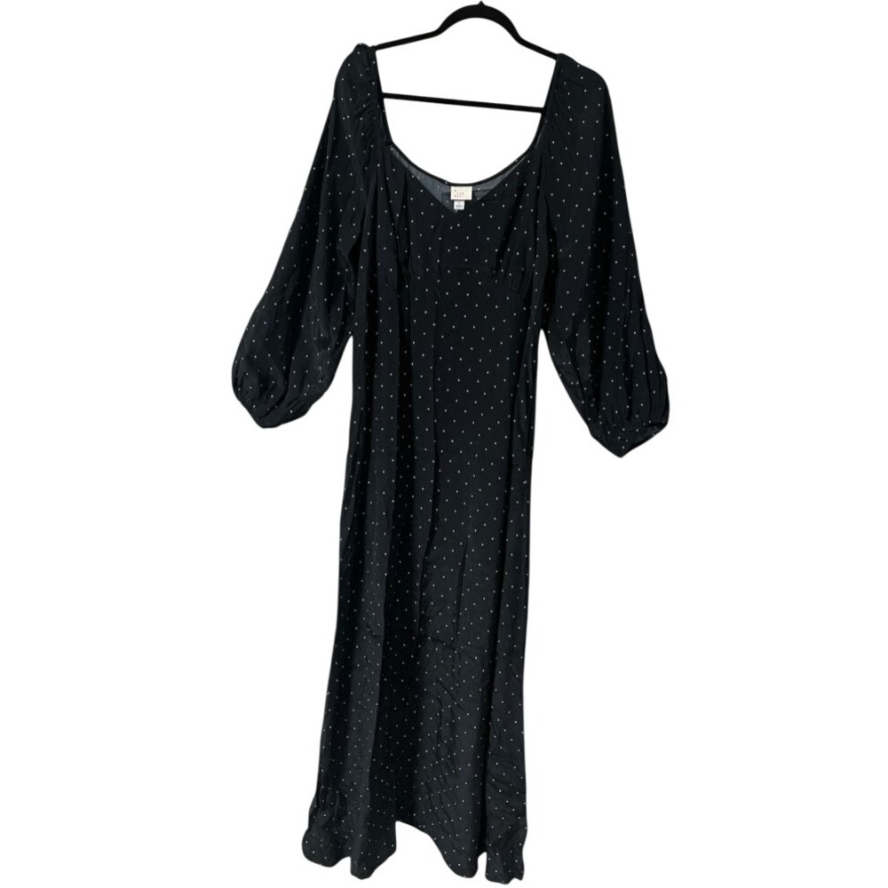 a new day Black Dot Long Sleeve Maxi Dress Small - Picture 4 of 5